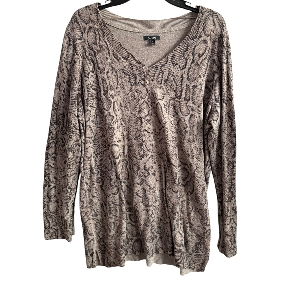 Apt. 9 Cotton Women's Beige Snake Print Long Sleeve Size XL